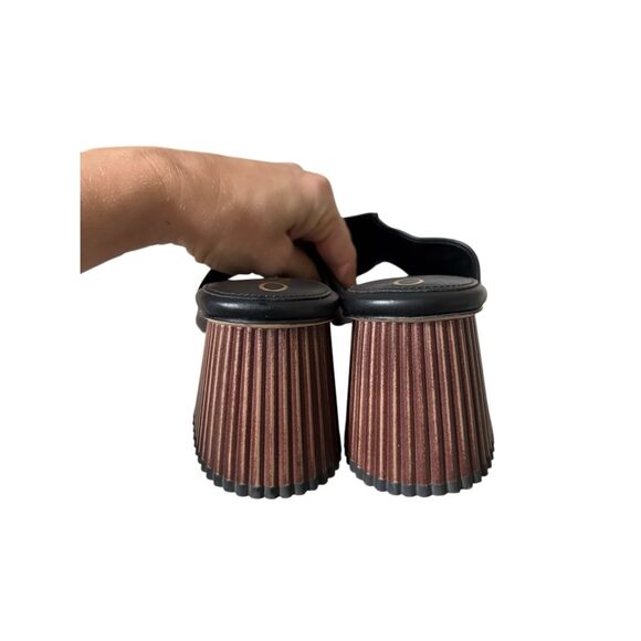 Sam Edelman Sonya Eggshell Sculptural Slip On Open Toe Block Heeled Sandals 10 B - Picture 4 of 14